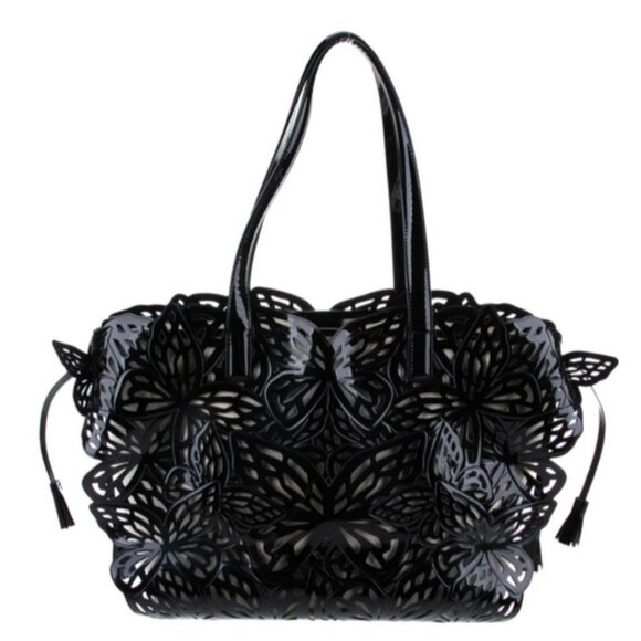 🦋 Sophia Webster Liara Black Patent Leather 3D Butterfly Tote Large Rare ✨ - Picture 1 of 15